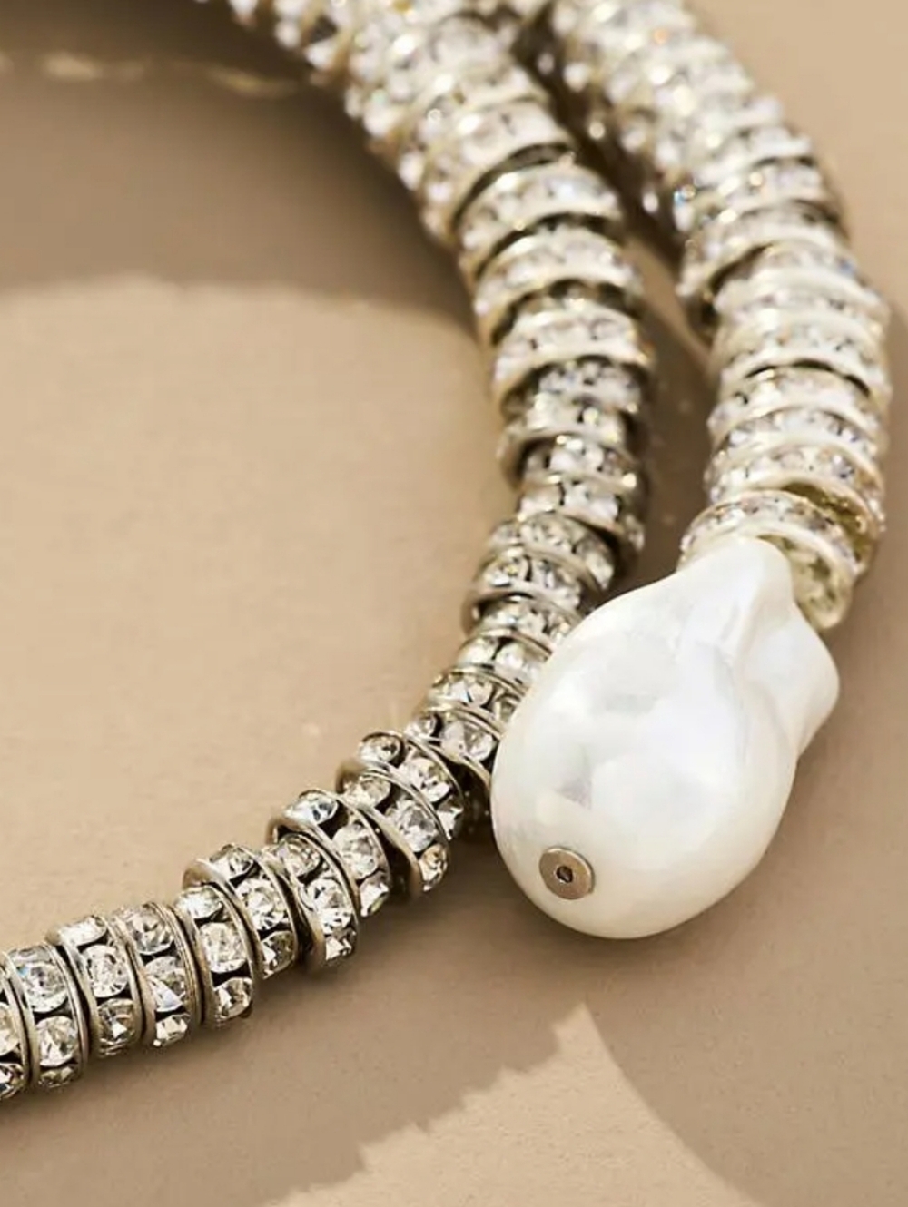 Anthropologie Crystal and Pearl Choker Necklace in Silver and Gold - Picture 3 of 10